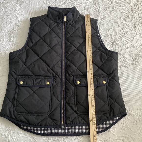 J. Crew Factory Black Quilt Puffer Vest Style BJ901 classic preppy Women’s Large - Picture 2 of 11